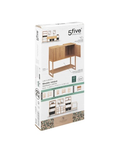 Meuble Lavabo En Bambou Marron Five