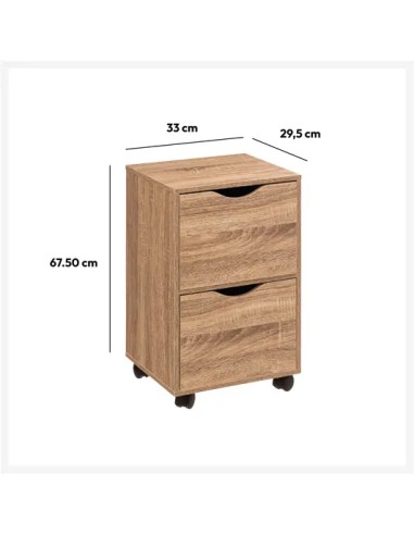 Caisson 2 Tiroirs Sur Roulettes Naturel Five