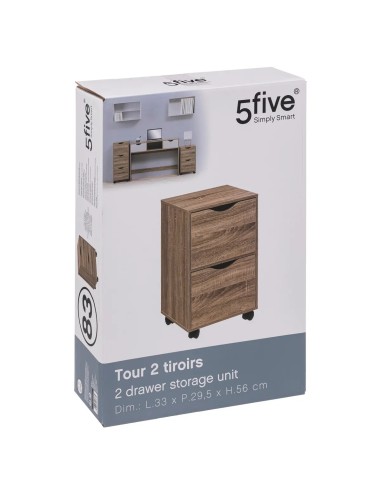 Caisson 2 Tiroirs Sur Roulettes Naturel Five