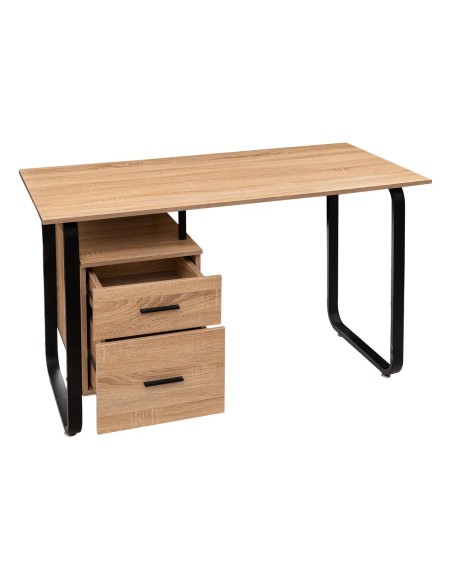 Bureau 2 Tiroirs Effet Bois Et Métal Five
