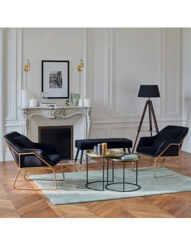 Banc Salome 100x35 En Velours Noir Atmosphera