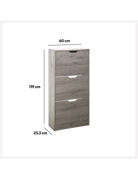 Meuble Range Chaussures 3 Tiroirs Gris Five