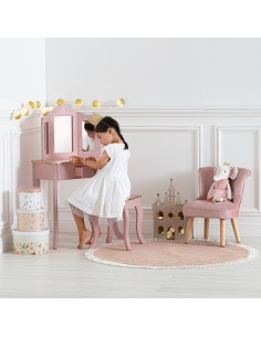 Coiffeuse Avec Tabouret Sissi Pour Enfant Rose Atmosphera 2