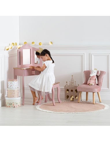 Coiffeuse Avec Tabouret Sissi Pour Enfant Rose Atmosphera