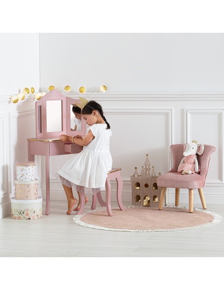 Coiffeuse Avec Tabouret Sissi Pour Enfant Rose Atmosphera