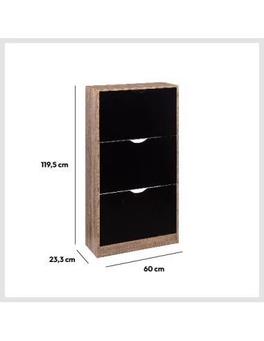 Range Chaussures 3 Tiroirs Noir Beige Five