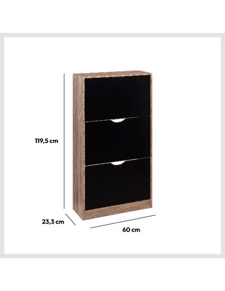 Range Chaussures 3 Tiroirs Noir Beige Five