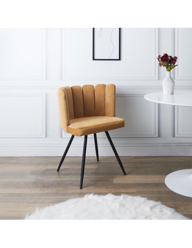 Chaise Ariel Velours Jaune Home Deco Factory