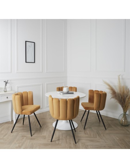 Chaise Ariel Velours Jaune Home Deco Factory