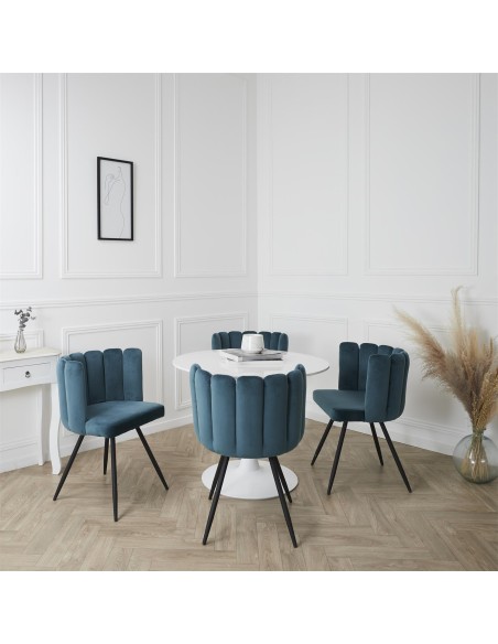 Chaise Ariel Velours Bleu Canard Home Deco Factory