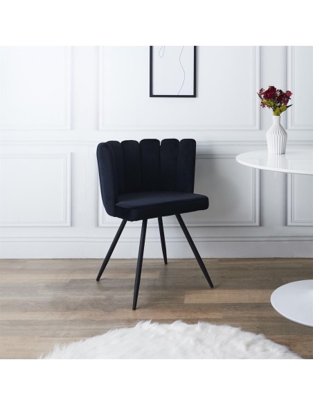 Chaise Ariel Velours Noir Home Deco Factory
