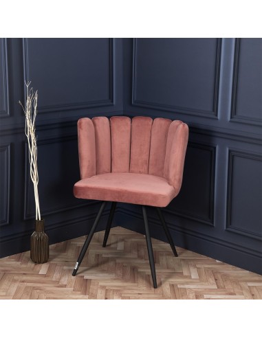 Chaise Ariel Velours Rose Home Deco Factory