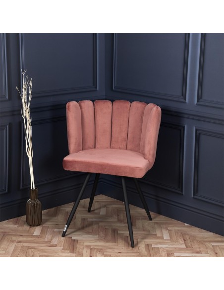 Chaise Ariel Velours Rose Home Deco Factory
