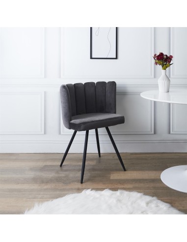 Chaise Ariel Velours Gris Home Deco Factory