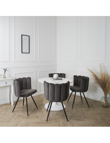 Chaise Ariel Velours Gris Home Deco Factory