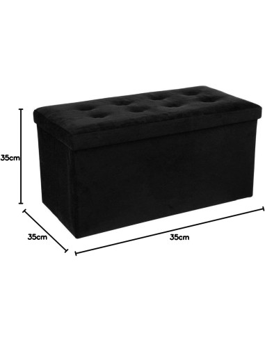 Pouf Pliable Velours Lysandre Noir - Atmosphera