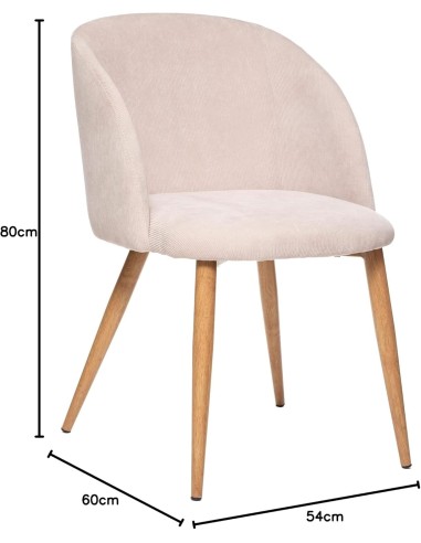 Chaise En Velours Celeste Pieds Imitation Hêtre Beige Atmosphera