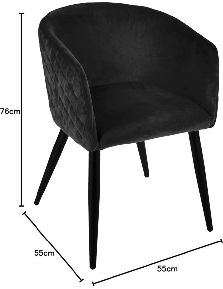 Lot De 6 Fauteuils Velours Marlo Noir Atmosphera