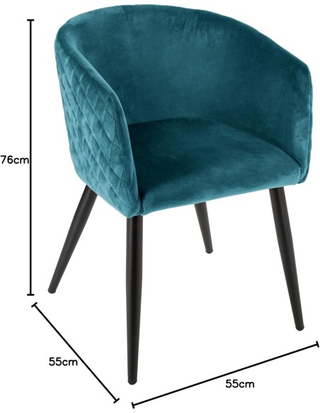 Lot De 2 Fauteuils Velours Marlo Bleus Atmosphera