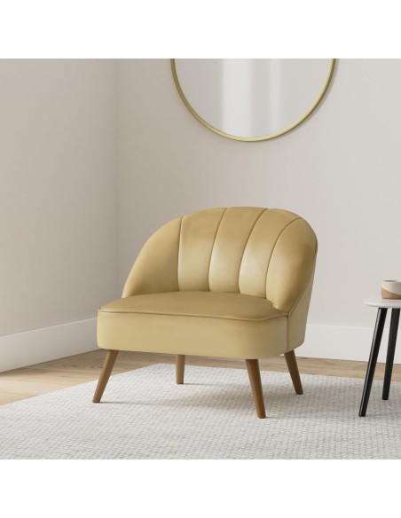 Fauteuil Velours Naova Moutarde Atmosphera