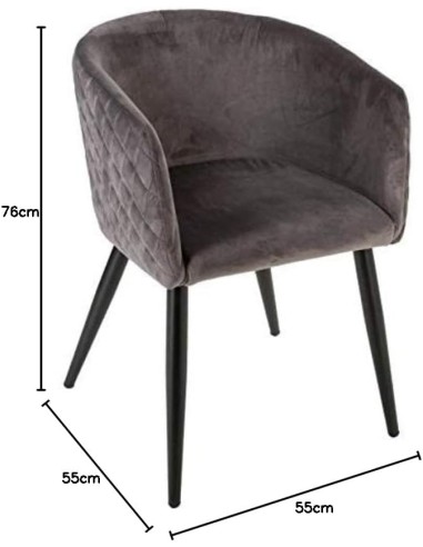 Lot De 2 Fauteuils Velours Marlo Gris Atmosphera