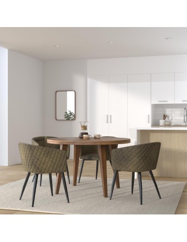 Lot De 4 Fauteuils Velours Marlo Kaki Atmosphera