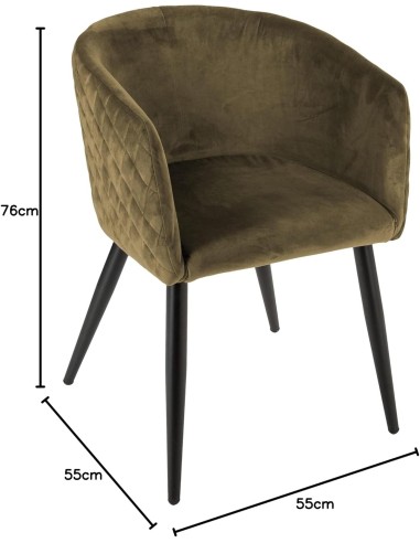 Lot De 6 Fauteuils Velours Marlo Kaki Atmosphera