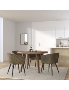 Lot De 6 Fauteuils Velours Marlo Kaki Atmosphera 2