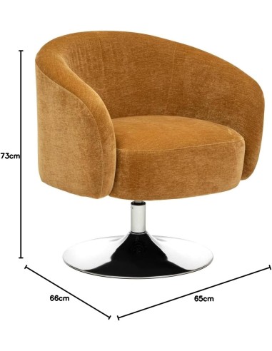 Fauteuil Pivotant En Velours Edith Ocre Atmosphera