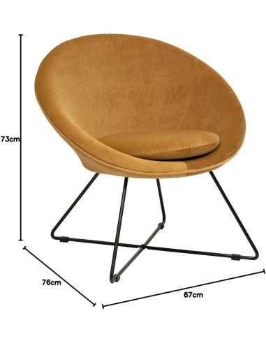 Fauteuil velours Evan Ocre Atmosphera