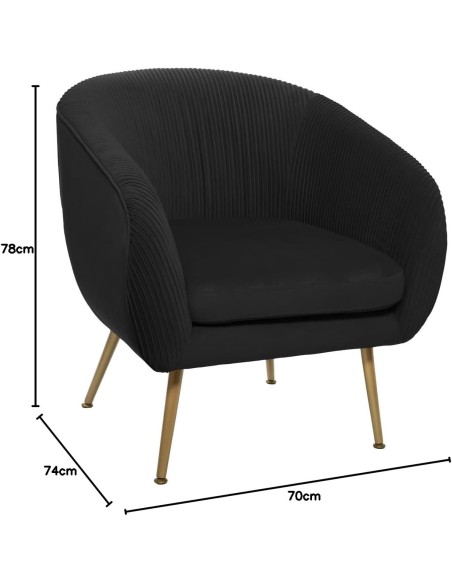Fauteuil Velours Plisse Noir Solaro Atmosphera