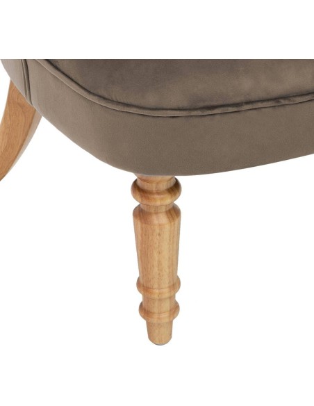 Fauteuil Velours Crapaud Taupe Atmosphera