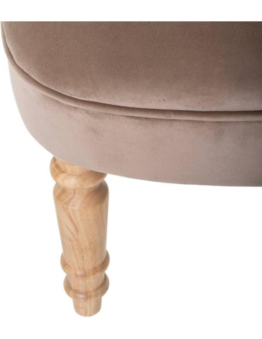 Fauteuil Velours Crapaud Taupe Atmosphera