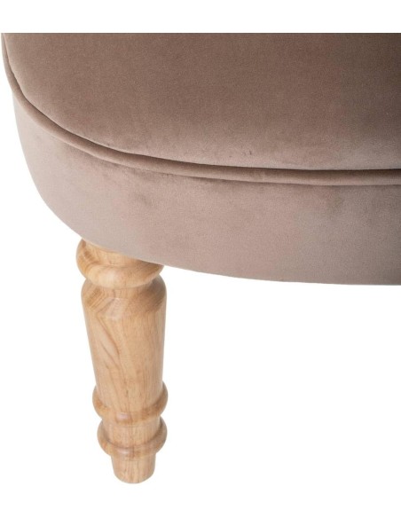 Fauteuil Velours Crapaud Taupe Atmosphera