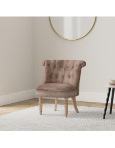 Fauteuil Velours Crapaud Taupe Atmosphera 2