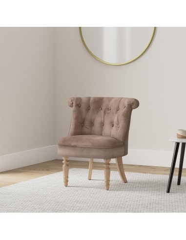 Fauteuil Velours Crapaud Taupe Atmosphera