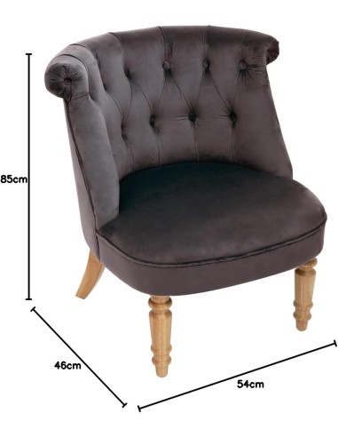 Fauteuil Sixtine En Velours Gris Atmosphera