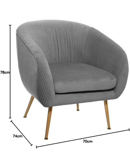 Fauteuil Velours Plisse Gris Solaro Atmosphera