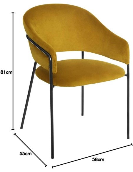 Fauteuil Velours Siron Ocre Atmosphera
