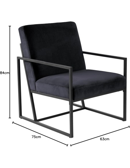 Fauteuil En Velours Agatha Noir Atmosphera