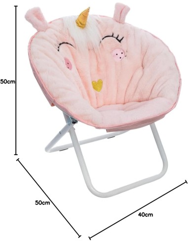 Fauteuil Enfant Pliant En Tissu Licorne Rose Atmosphera