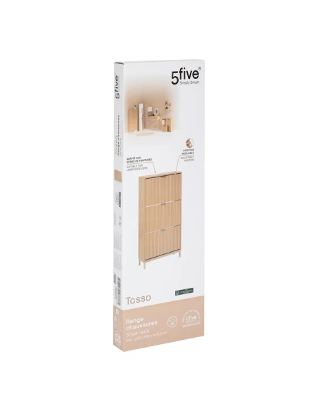 Range Chaussures 3 Tiroirs 18 pcs Tasso Naturel Five
