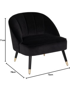 Fauteuil En Velours Naova Noir Atmosphera 2