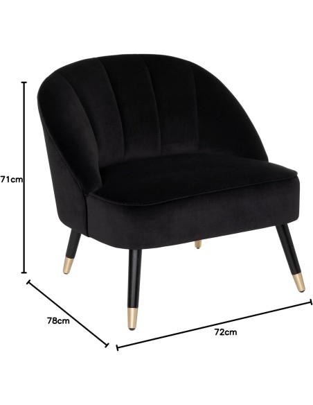 Fauteuil En Velours Naova Noir Atmosphera