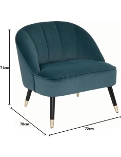 Fauteuil En Velours Naova Bleu Canard Atmosphera 2