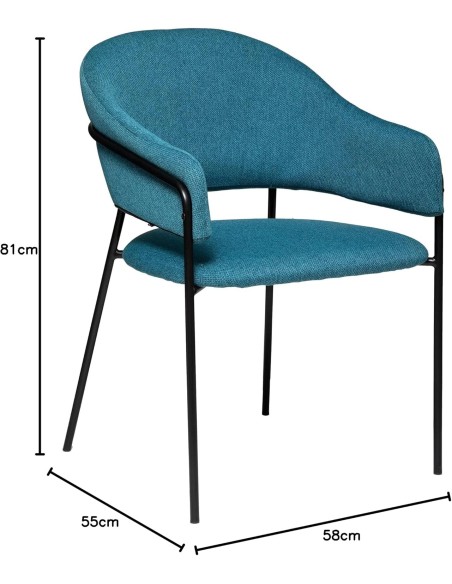 Fauteuil à diner Siron Bleu Canard Atmosphera