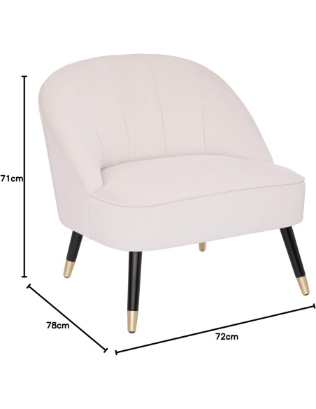 Fauteuil Velours Naova Ivoire Atmosphera