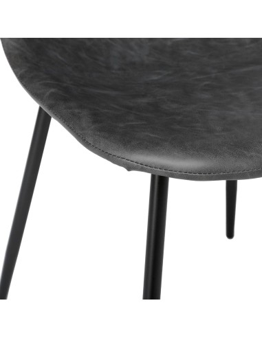Lot de 8 Chaises Vladi Effet Cuir Gris Atmosphera