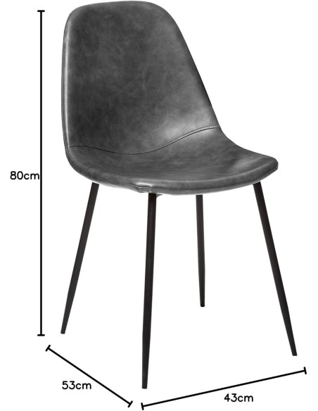 Lot de 8 Chaises Vladi Effet Cuir Gris Atmosphera