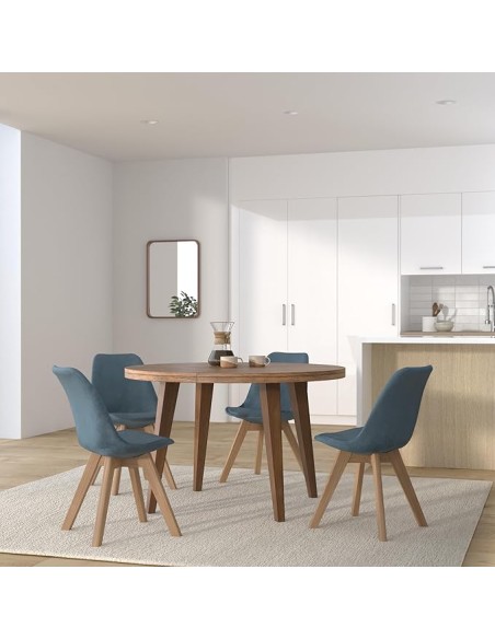 Chaise Velours Baya Bleu Canard Atmosphera